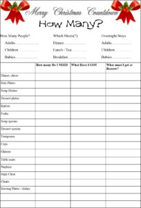 Checklist for catering for numbers